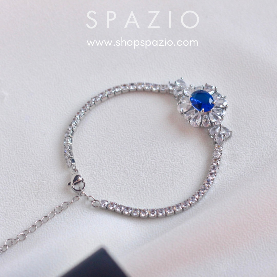 Azure Blossom Zircon Bracelet-Blue