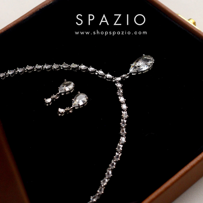 Minimal Silver Zircon Necklace Set