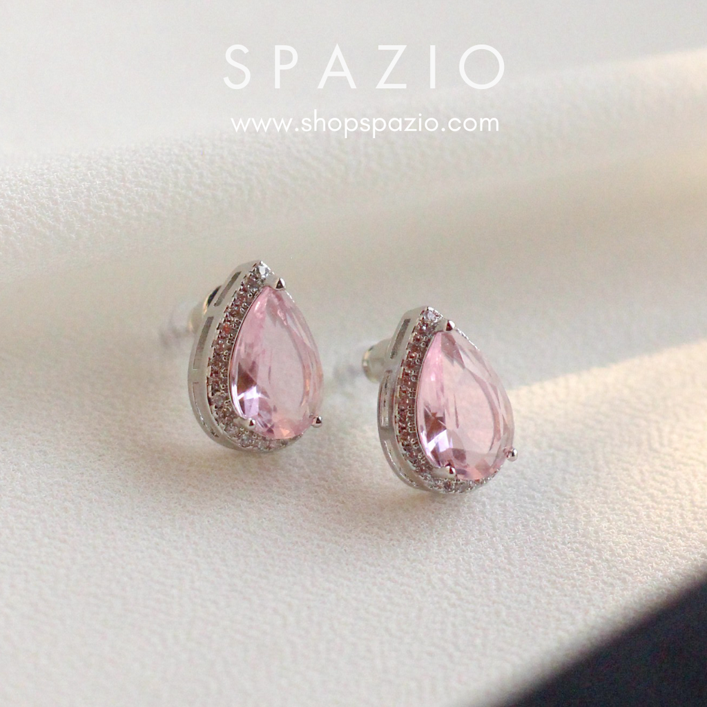 Pink Pear CZ Studs