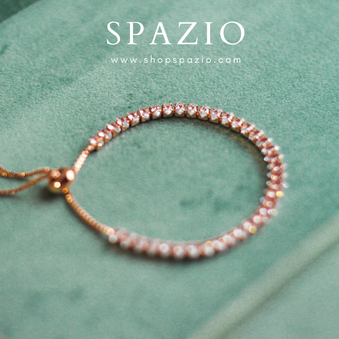 Diamond Cut Adjustable Bracelet-Rose Gold