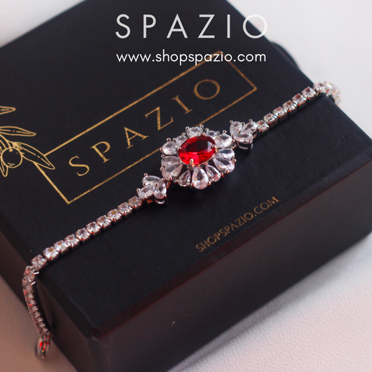 Azure Blossom Zircon Bracelet-Red