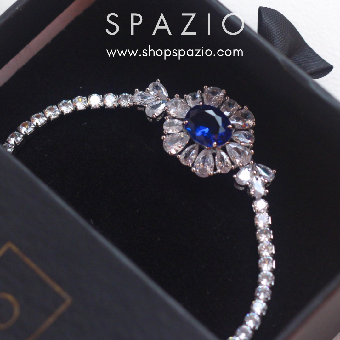 Azure Blossom Zircon Bracelet-Blue