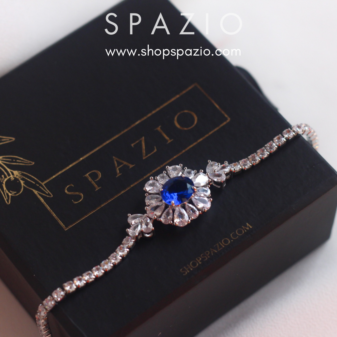 Azure Blossom Zircon Bracelet-Blue