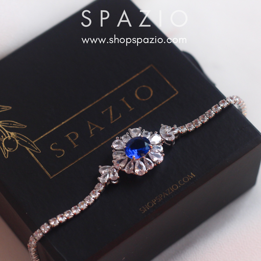 Azure Blossom Zircon Bracelet-Blue