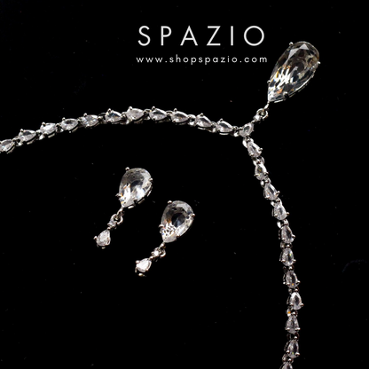 Minimal Silver Zircon Necklace Set
