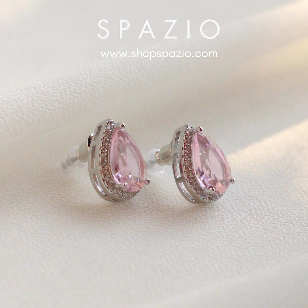 Pink Pear CZ Studs