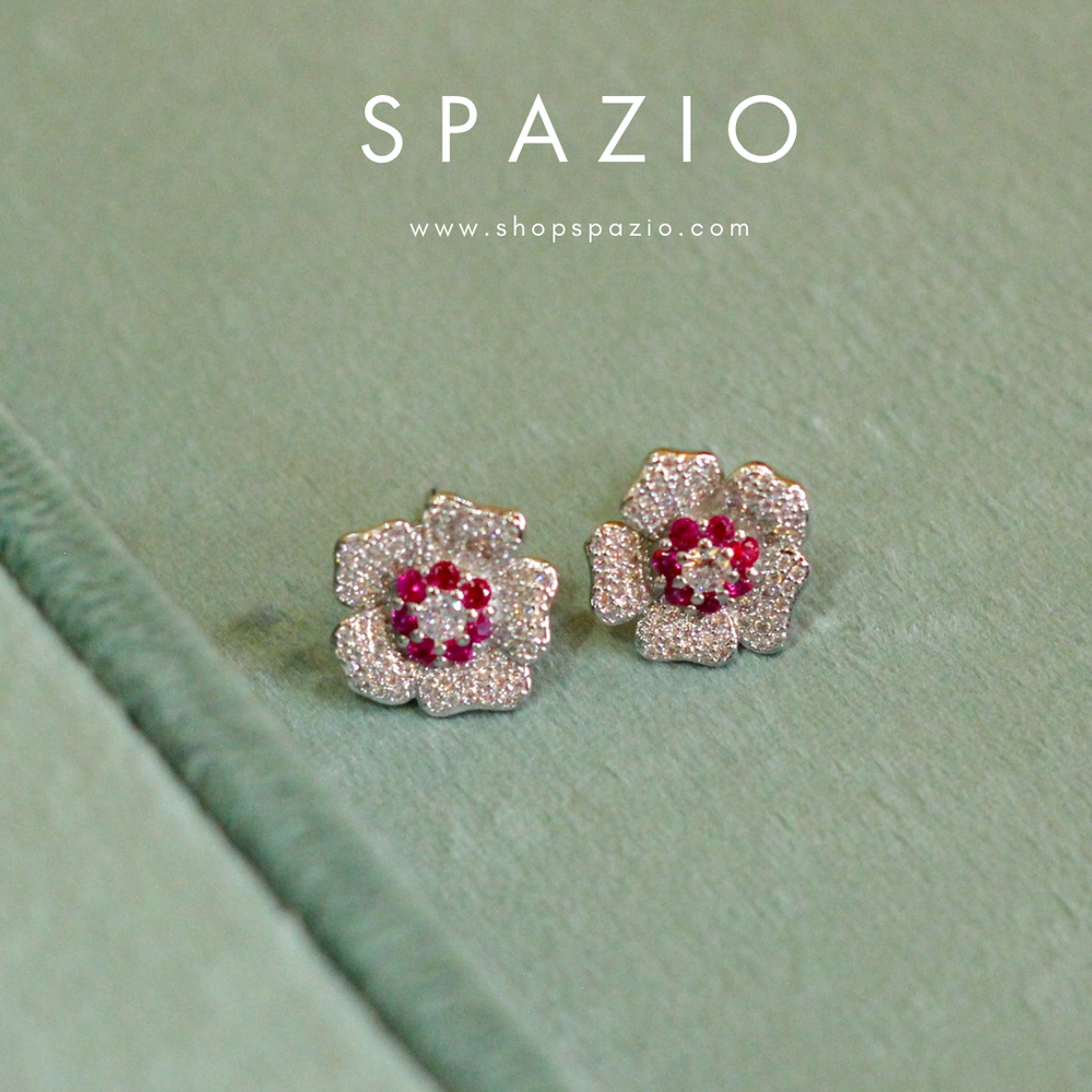 Ruby Blossom Earstuds