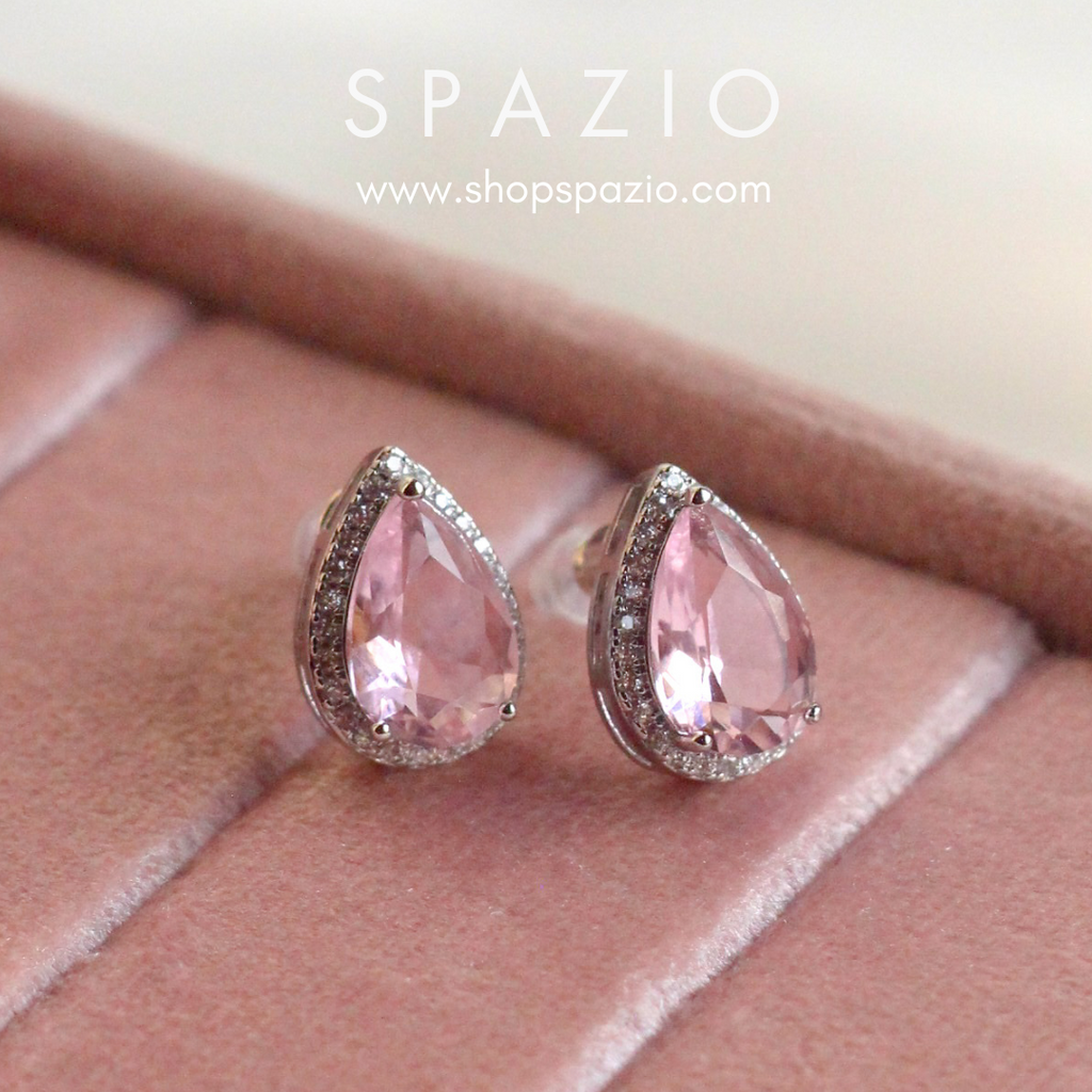 Pink Pear CZ Studs
