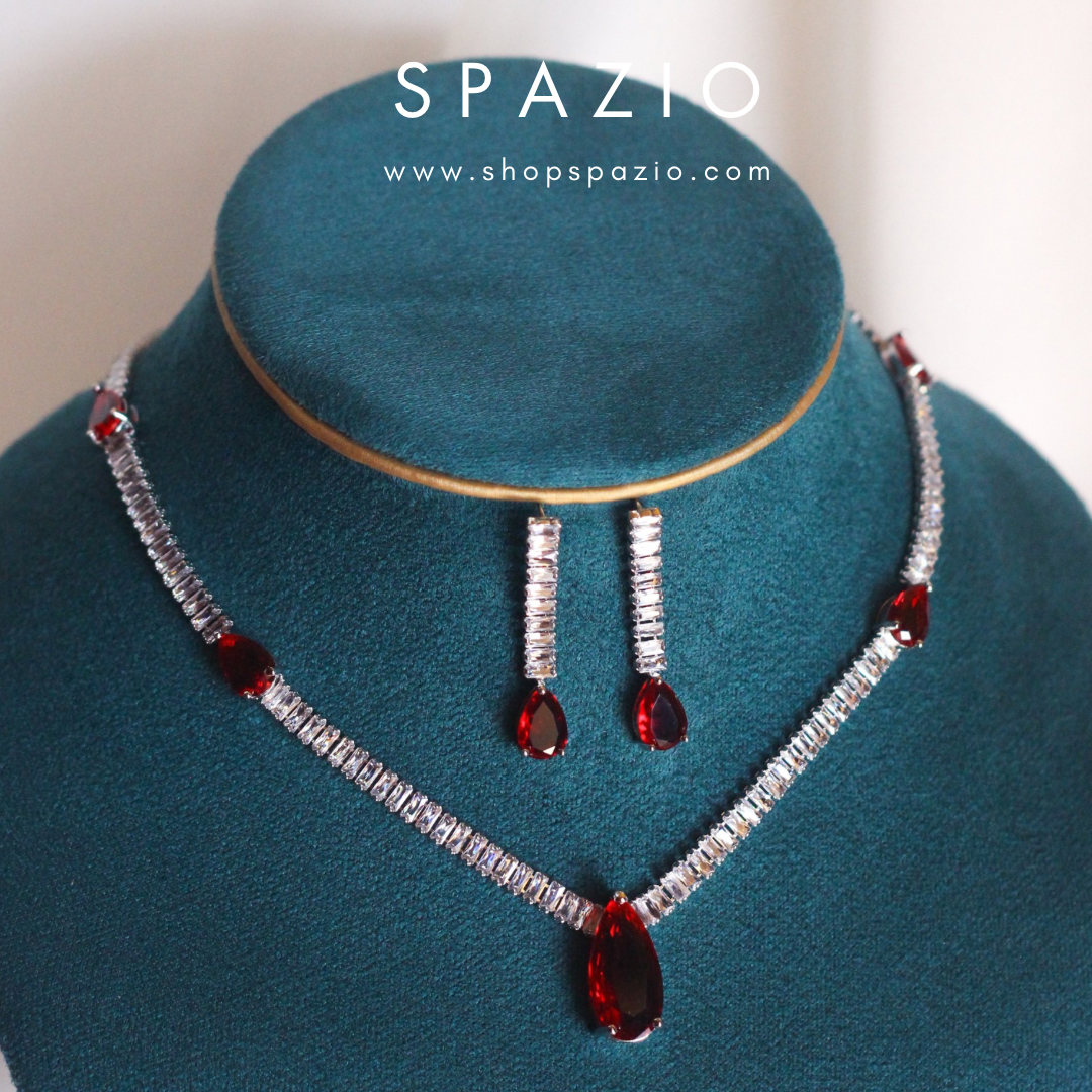 Crimson Glimmer Necklace Set