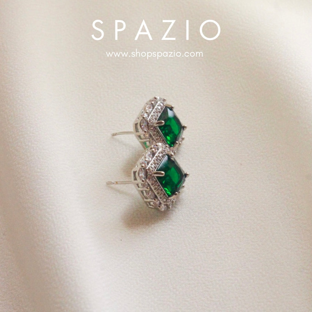 Emerald Square Zircon Stud