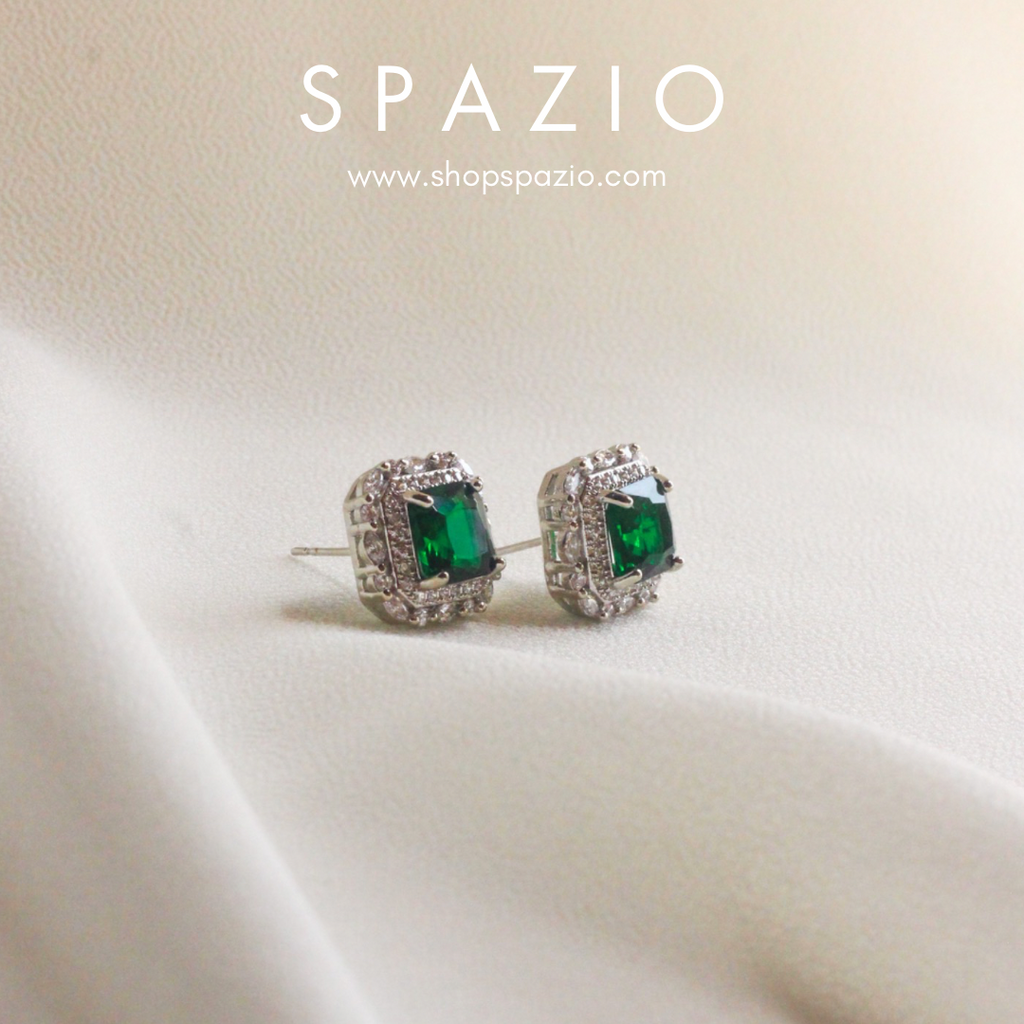 Emerald Square Zircon Stud