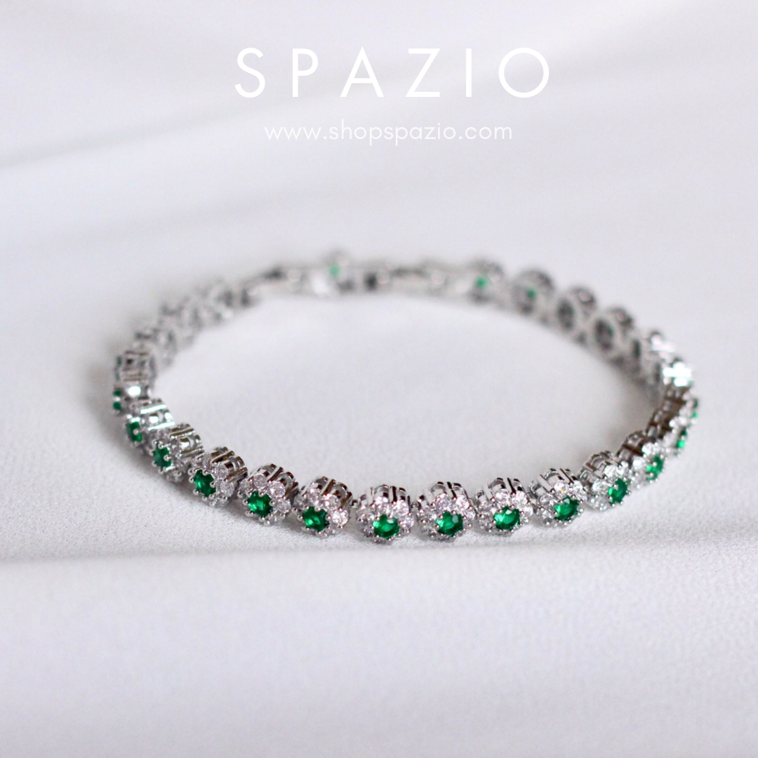 Sterling Blossom Bracelets-Green