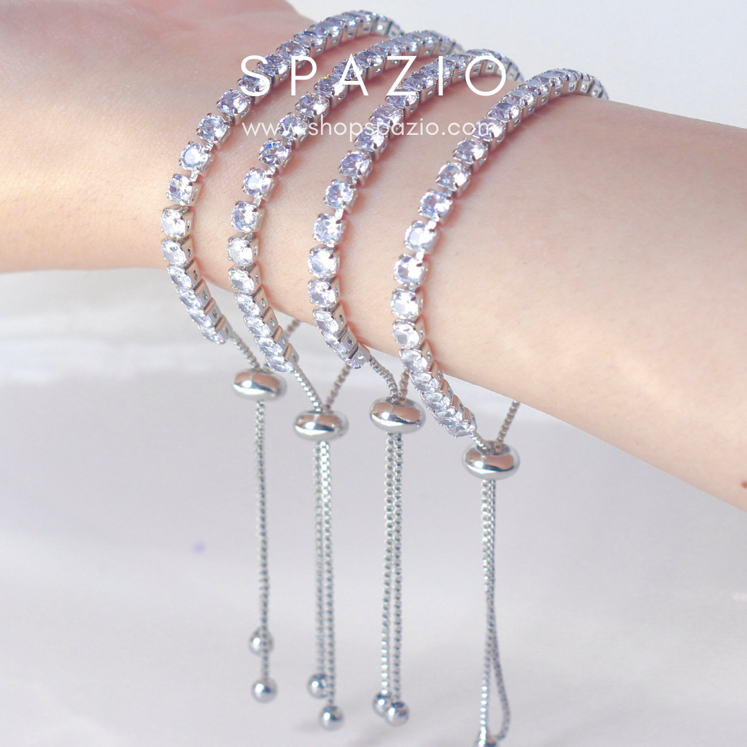 Adjustable Tennis Bracelet-Silver